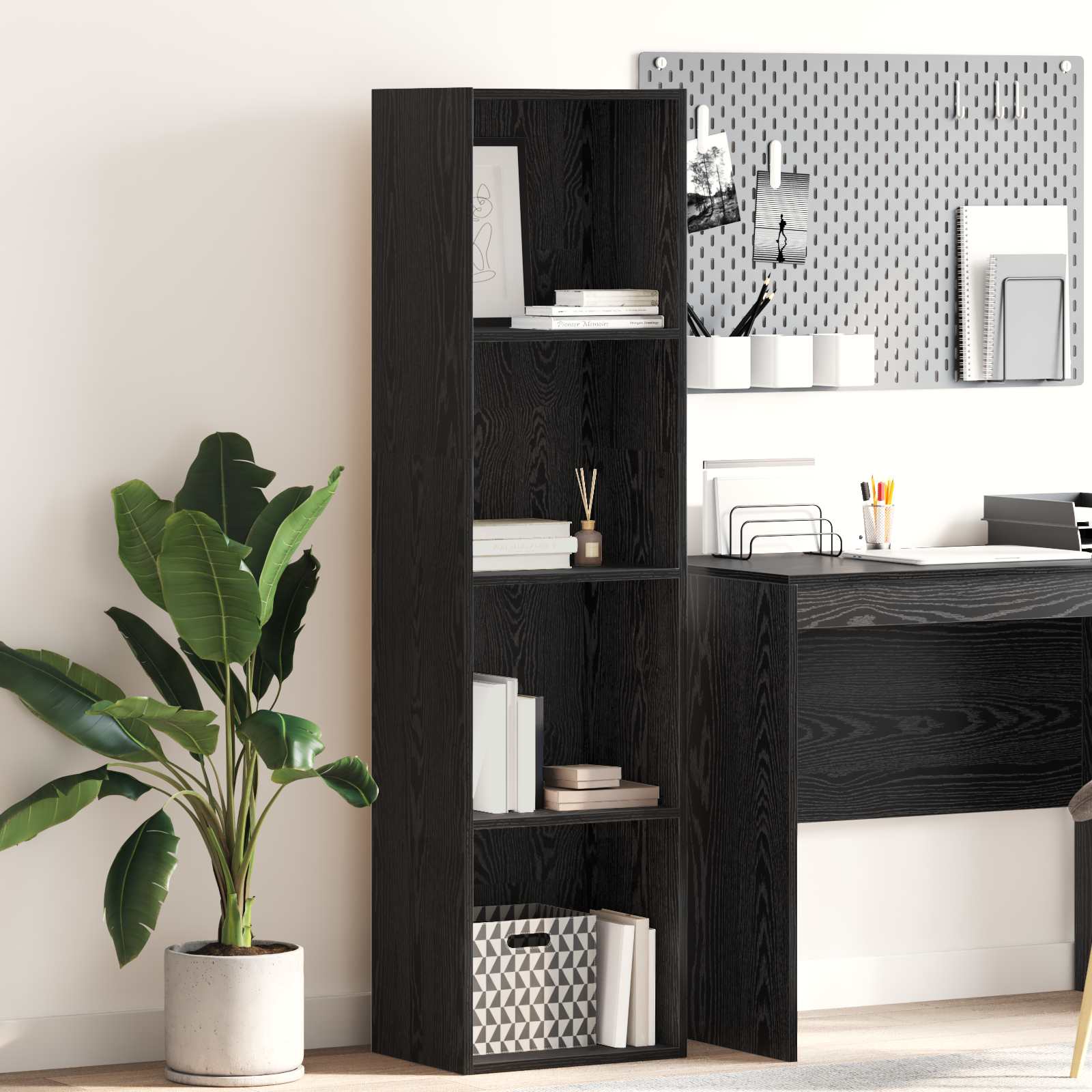 Estante de libros Roble Negro 40 x 30 x 114 cm