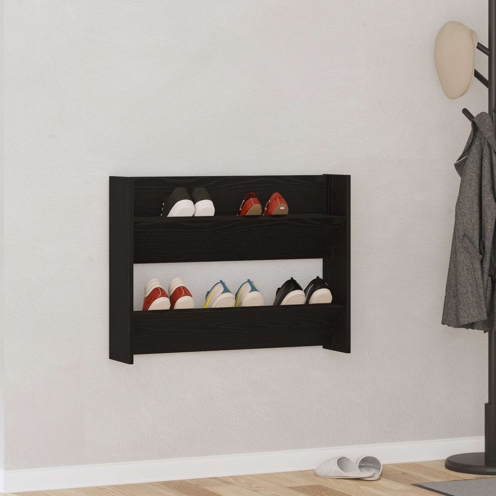Armario Zapatero 2 pcs Madera envejecida 80 x 18 x 60 cm
