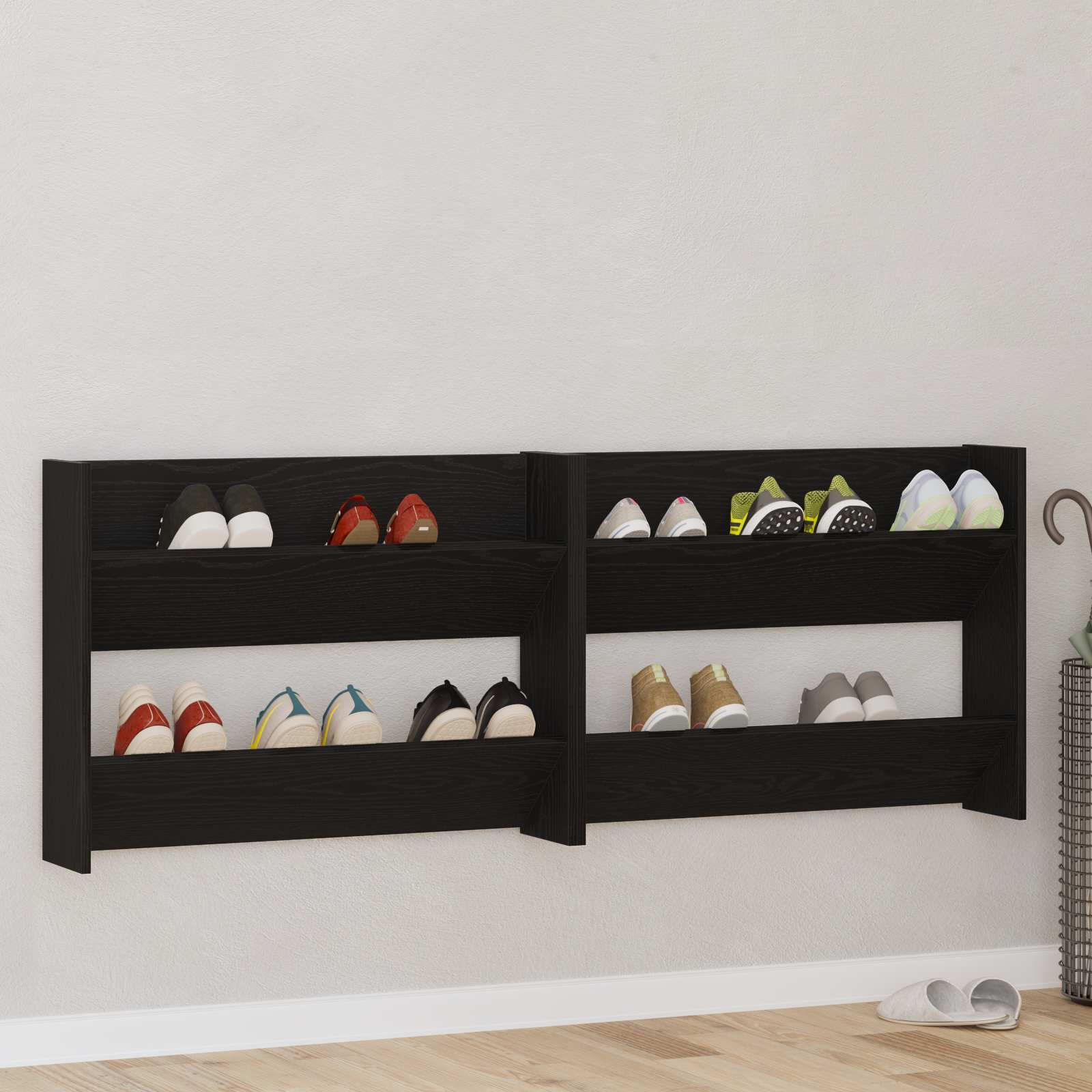 Armario Zapatero 2 pcs Madera envejecida 80 x 18 x 60 cm