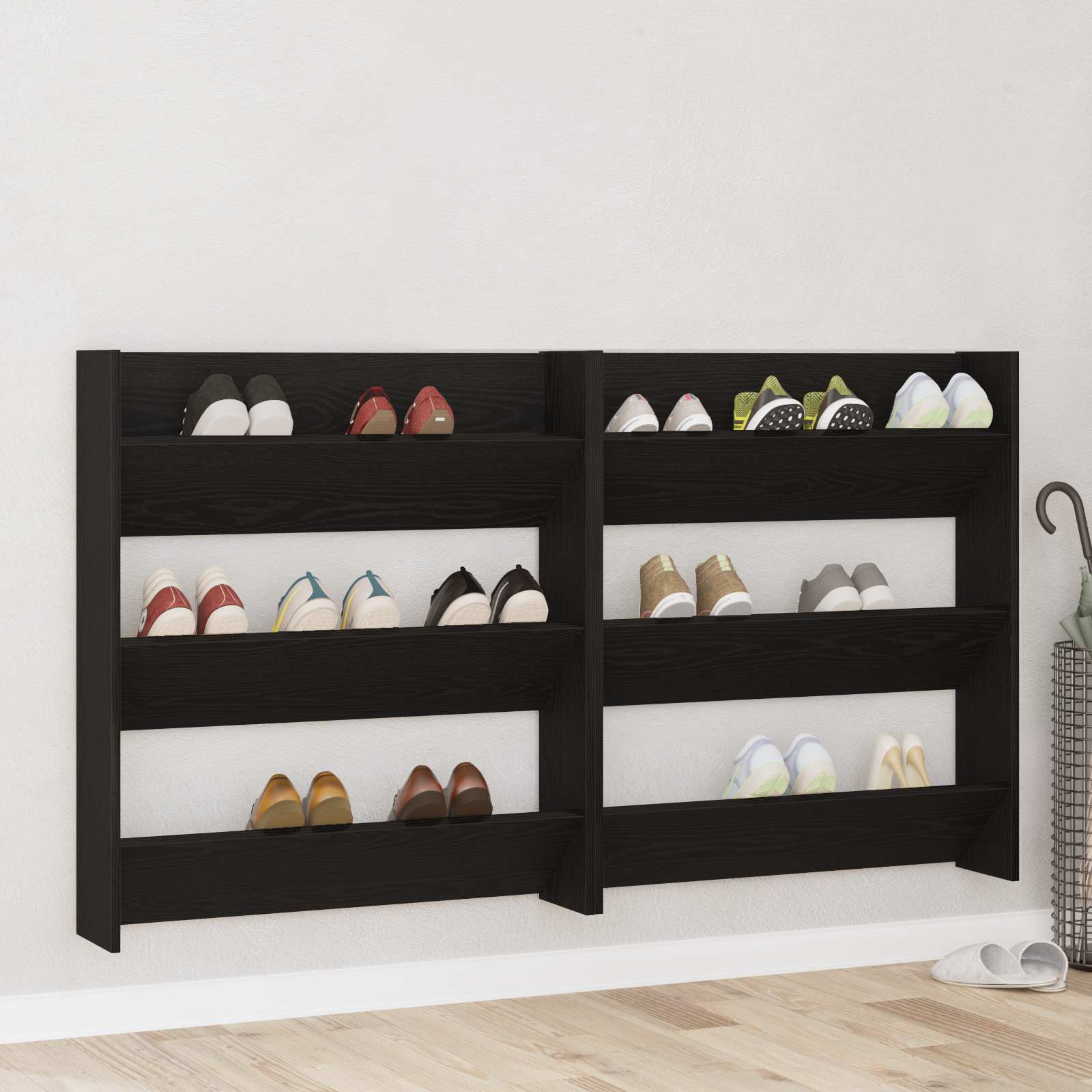 Armario Zapatero 2 pcs Madera envejecida 80 x 18 x 60 cm