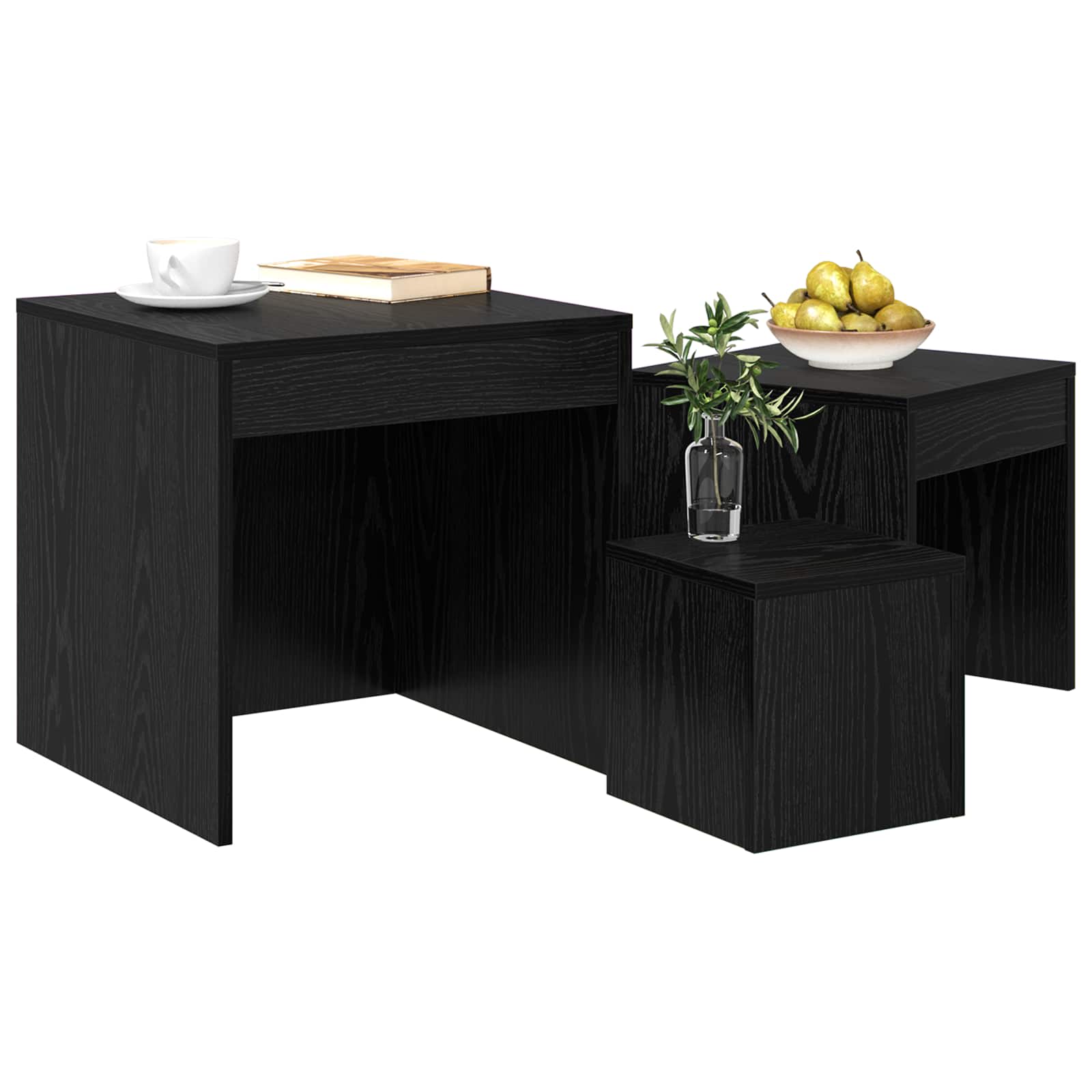 Mesa de Café 3 pcs Roble Negro Madera de ingeniería