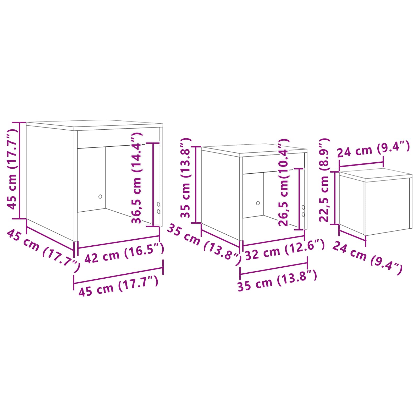 Mesa de Café 3 pcs Roble Negro Madera de ingeniería