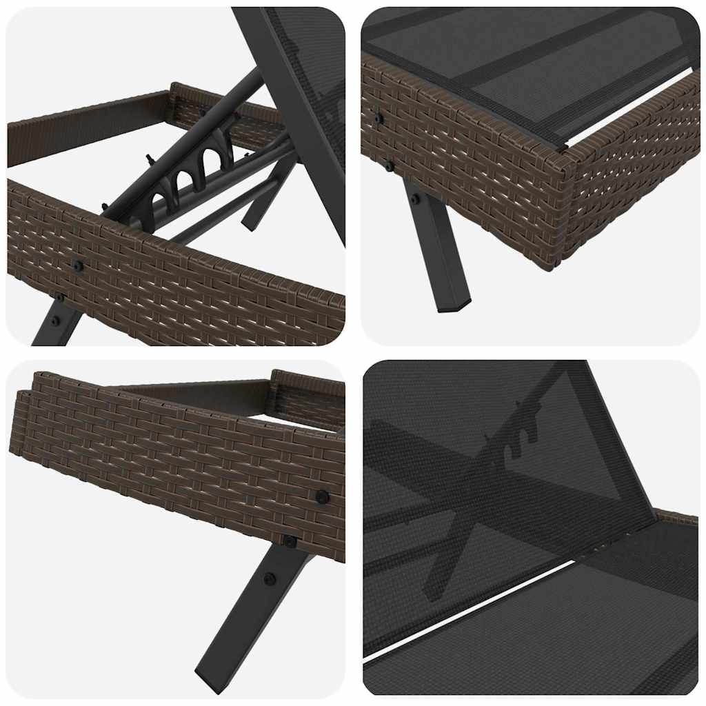 Tumbona 3 pcs Marrón 197 x 70 x 82 cm ratán sintético
