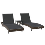 Tumbona 3 pcs Marrón 197 x 70 x 82 cm ratán sintético