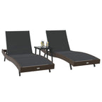Tumbona 3 pcs Marrón 197 x 70 x 82 cm ratán sintético