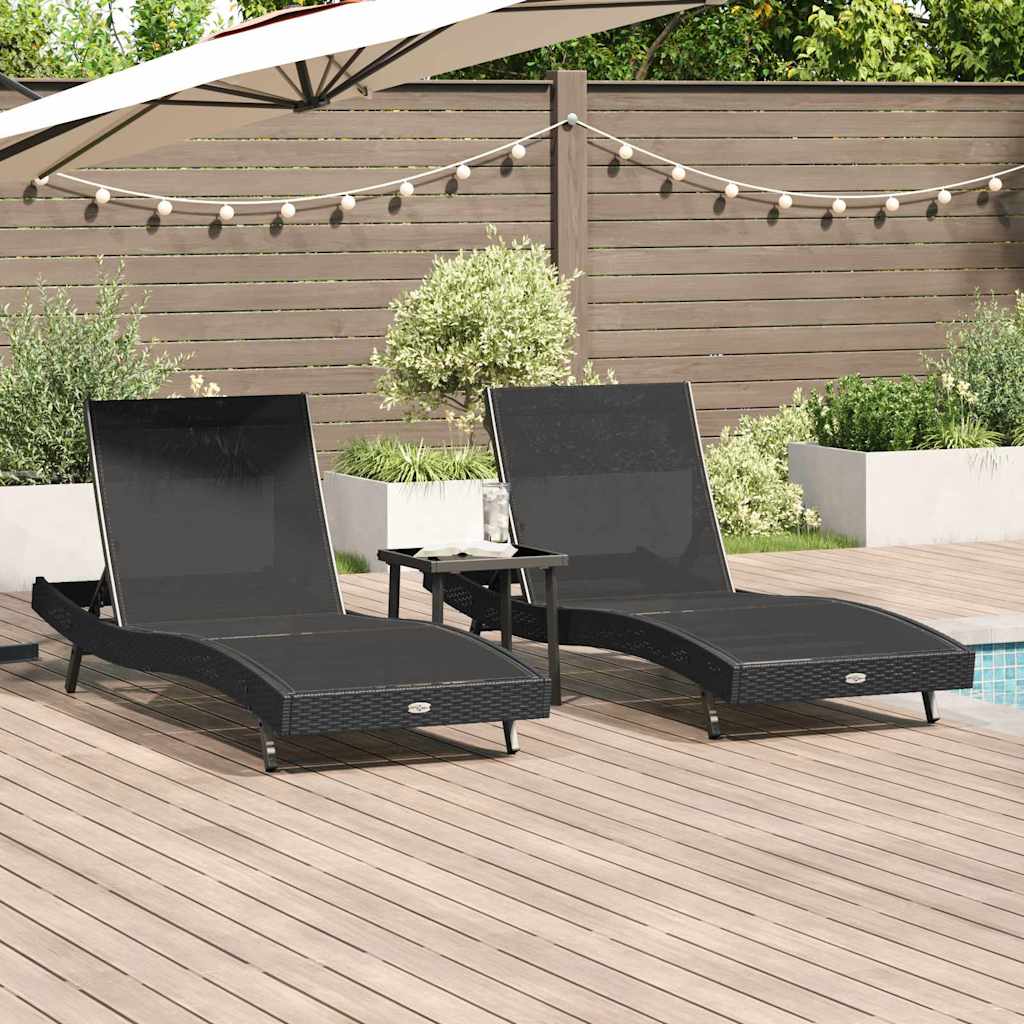 Tumbona 3 pcs Marrón 197 x 70 x 82 cm ratán sintético
