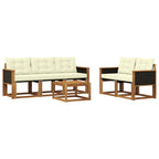 Conjunto de sofás de exterior con cojín 6 pcs Natural y Crema