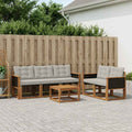 Conjunto de sofás de exterior 6 pcs Natural y Gris Claro