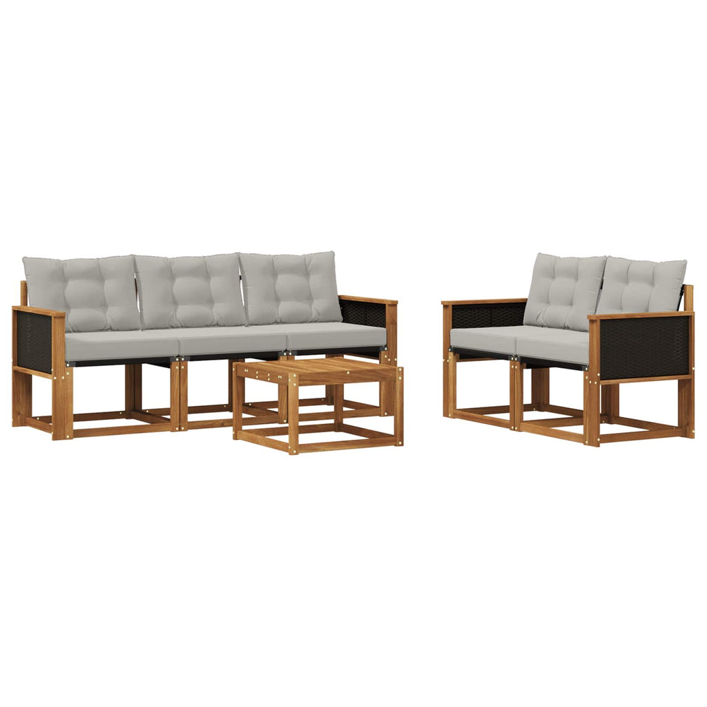Conjunto de sofás de exterior 6 pcs Natural y Gris Claro