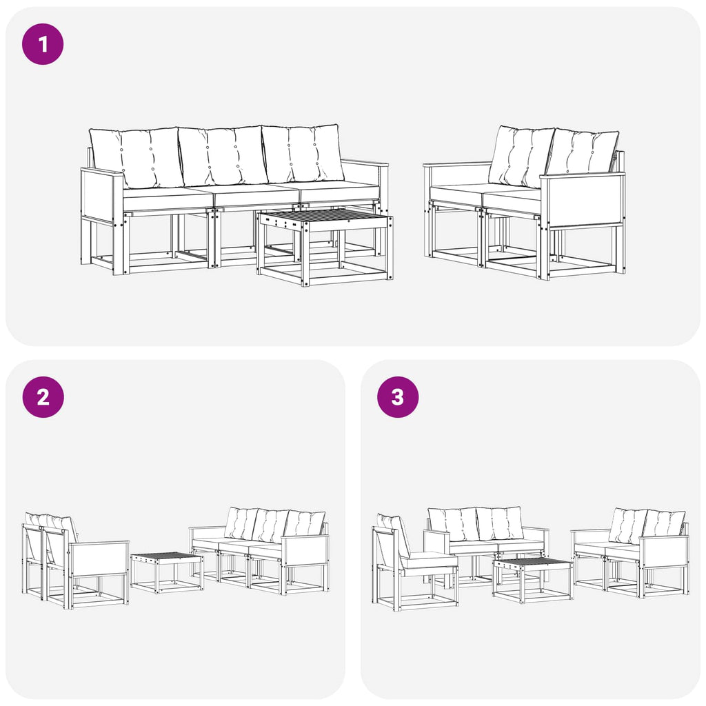 Conjunto de sofás de exterior 6 pcs Natural y Gris Claro