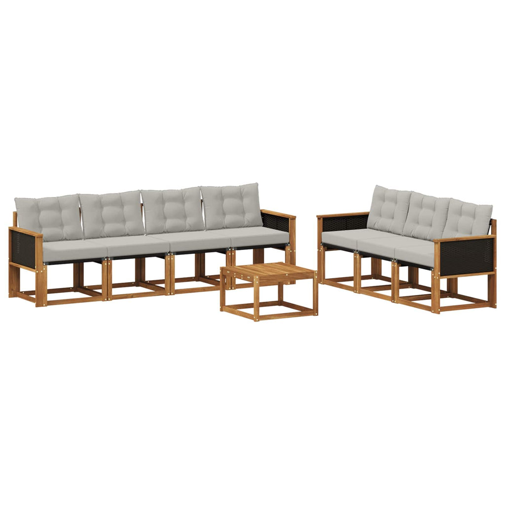 Conjunto de sofás de exterior 8 pcs Natural y Gris Claro
