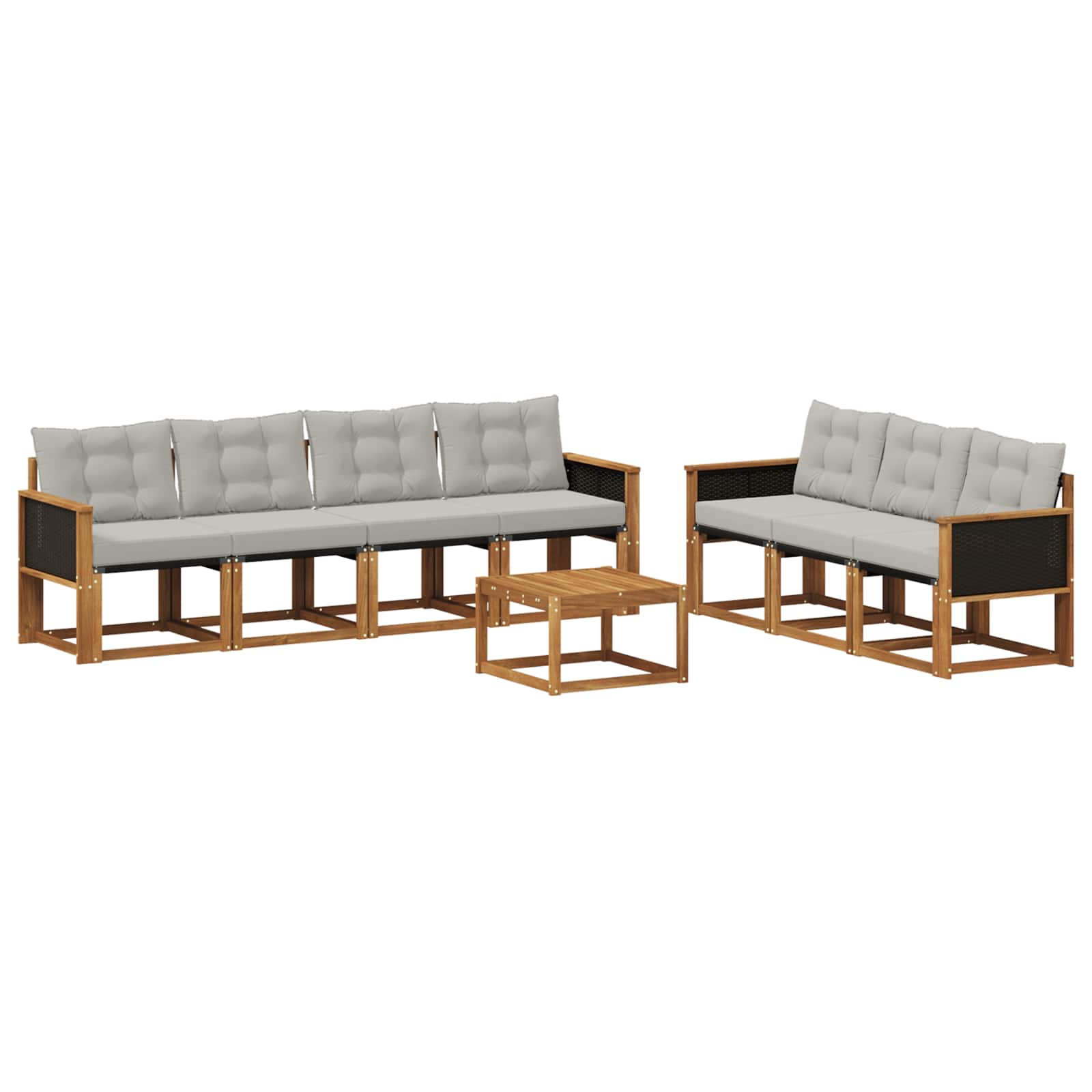 Conjunto de sofás de exterior 8 pcs Natural y Gris Claro