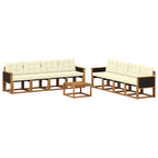 Conjunto de sofás de exterior con cojín 9 pcs Natural y Crema