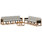 Conjunto de sofás de exterior 9 pcs Natural y Gris Claro