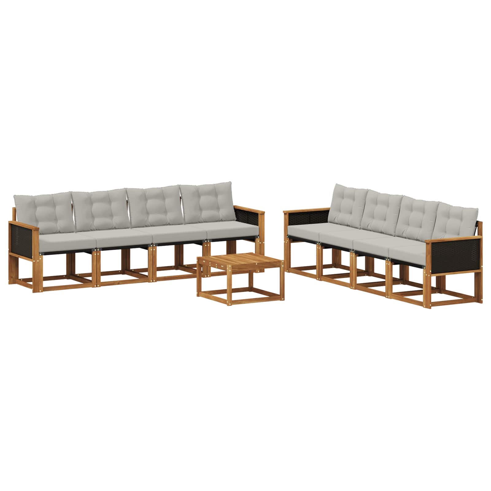 Conjunto de sofás de exterior 9 pcs Natural y Gris Claro