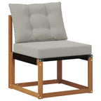 Conjunto de sofás de exterior 9 pcs Natural y Gris Claro