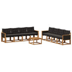 Conjunto de sofás de exterior con cojín 9 pcs Natural y negro