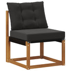 Conjunto de sofás de exterior con cojín 9 pcs Natural y negro