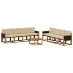 Conjunto de sofás de exterior con cojín 9 pcs Natural y Beige