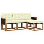 Conjunto de sofás de exterior con cojín 4 pcs Natural y Crema