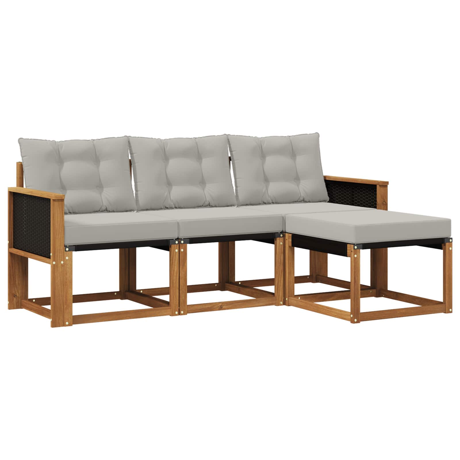 Conjunto de sofás de exterior 4 pcs Natural y Gris Claro