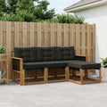 Conjunto de sofás de exterior con cojín 4 pcs Natural y negro