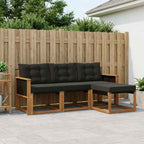 Conjunto de sofás de exterior con cojín 4 pcs Natural y negro