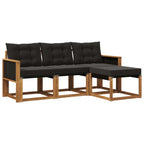 Conjunto de sofás de exterior con cojín 4 pcs Natural y negro