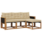 Conjunto de sofás de exterior con cojín 4 pcs Natural y Beige