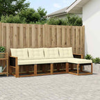 Conjunto de sofás de exterior con cojín 5 pcs Natural y Crema