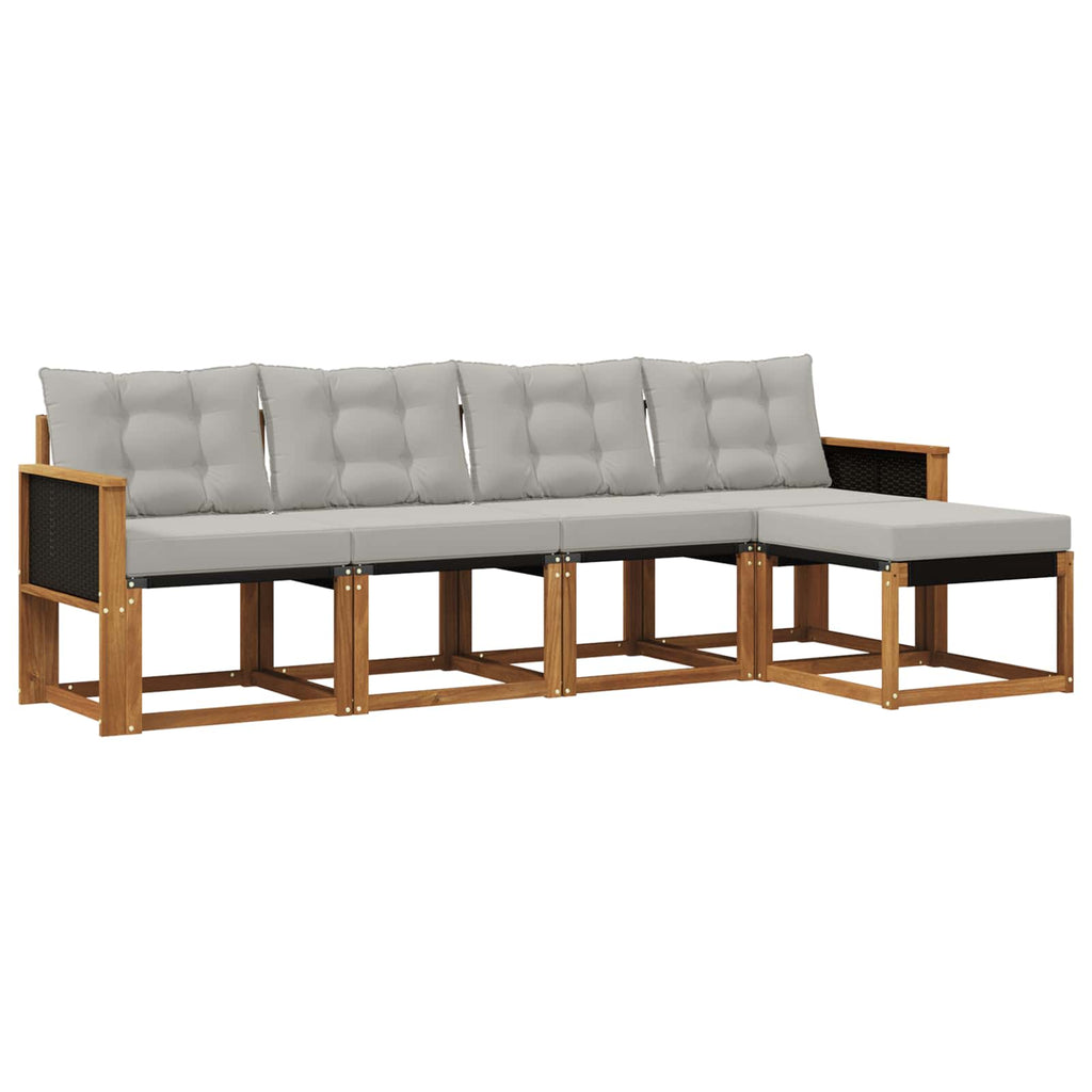 Conjunto de sofás de exterior 5 pcs Natural y Gris Claro
