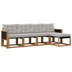 Conjunto de sofás de exterior 5 pcs Natural y Gris Claro