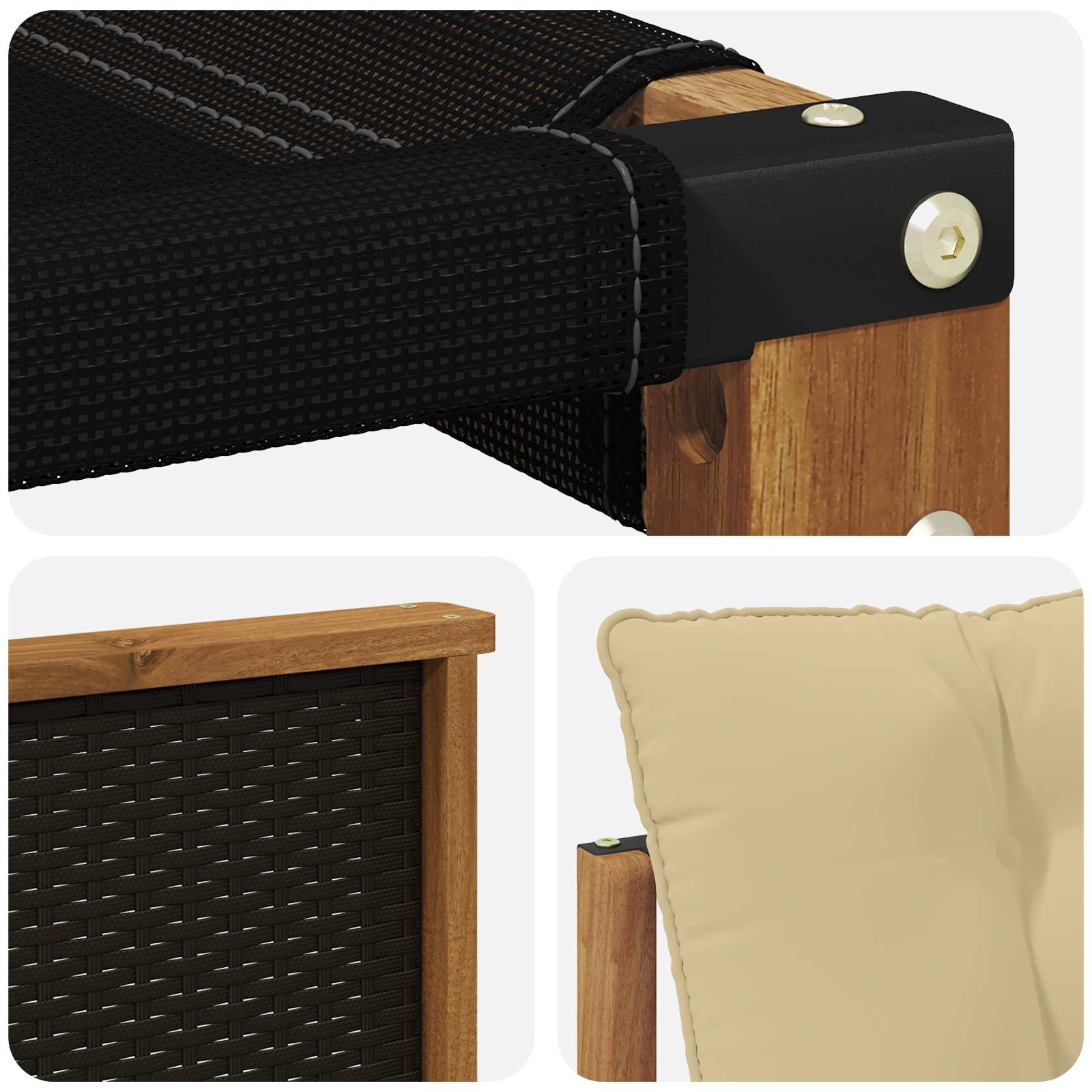 Conjunto de sofás de exterior con cojín 5 pcs Natural y Beige