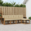 Conjunto de sofás de exterior con cojín 5 pcs Natural y Beige