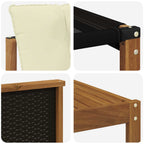 Conjunto de sofás de exterior con cojín 6 pcs Natural y Crema