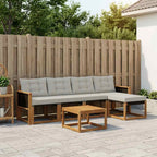 Conjunto de sofás de exterior 6 pcs Natural y Gris Claro