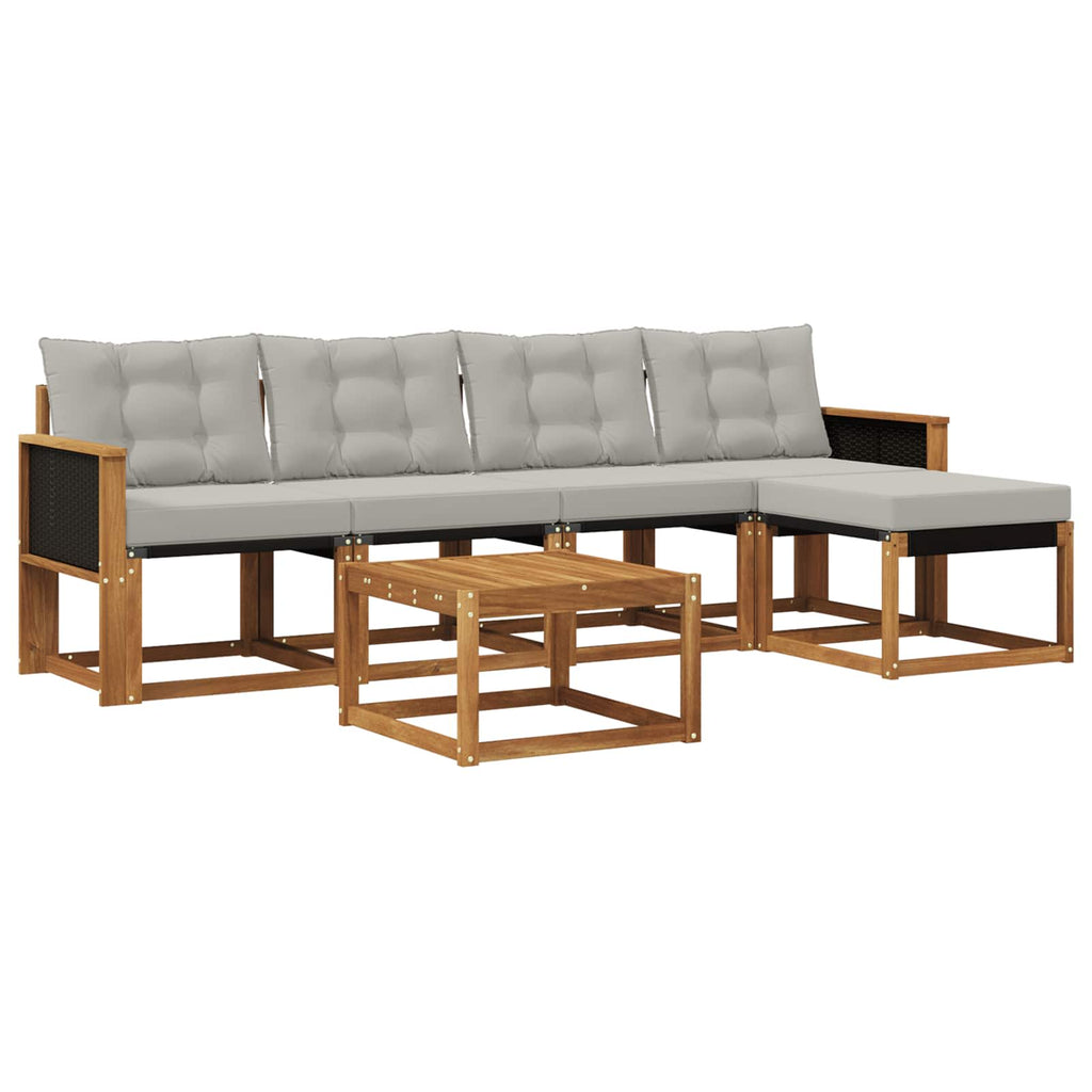 Conjunto de sofás de exterior 6 pcs Natural y Gris Claro