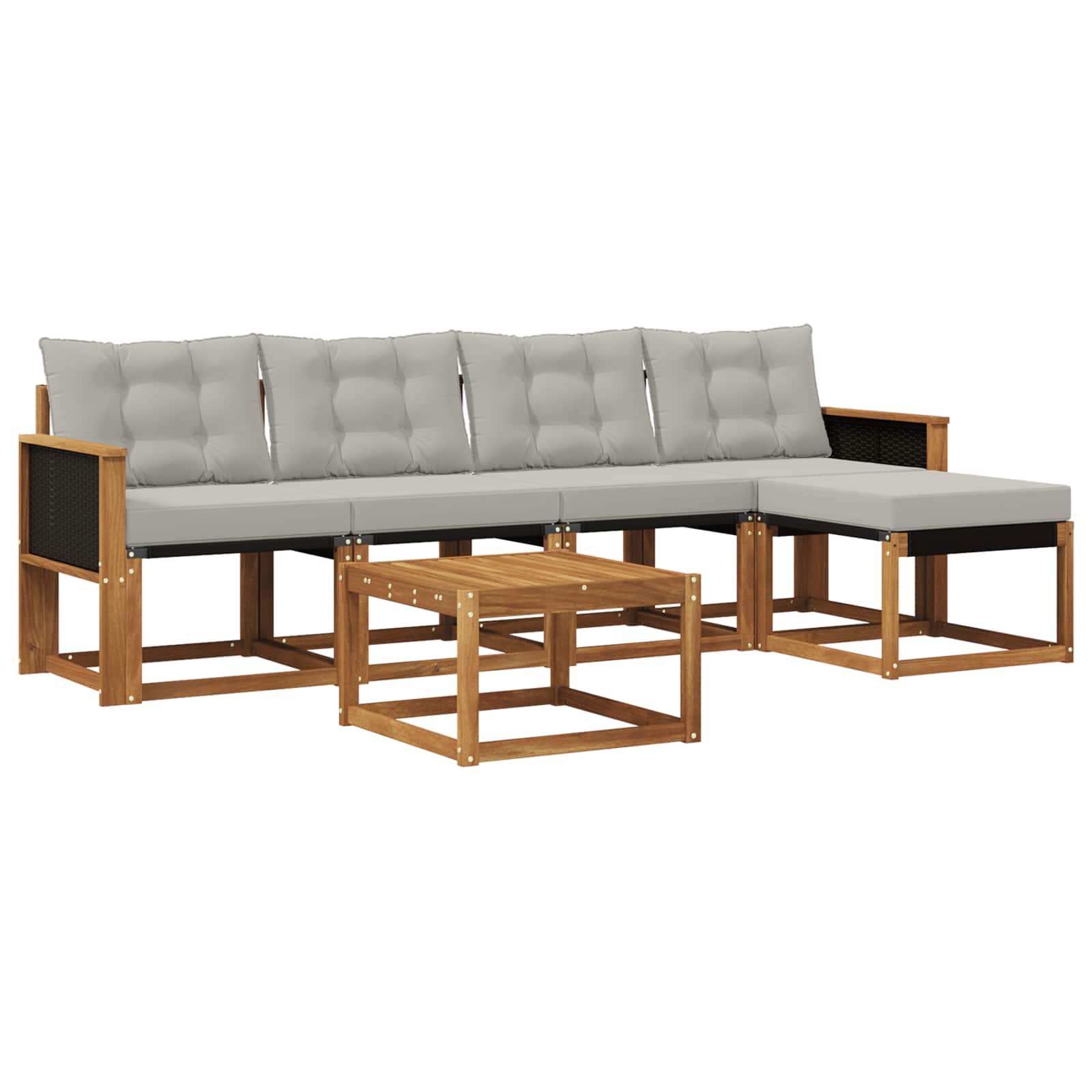 Conjunto de sofás de exterior 6 pcs Natural y Gris Claro