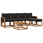 Conjunto de sofás de exterior con cojín 6 pcs Natural y negro