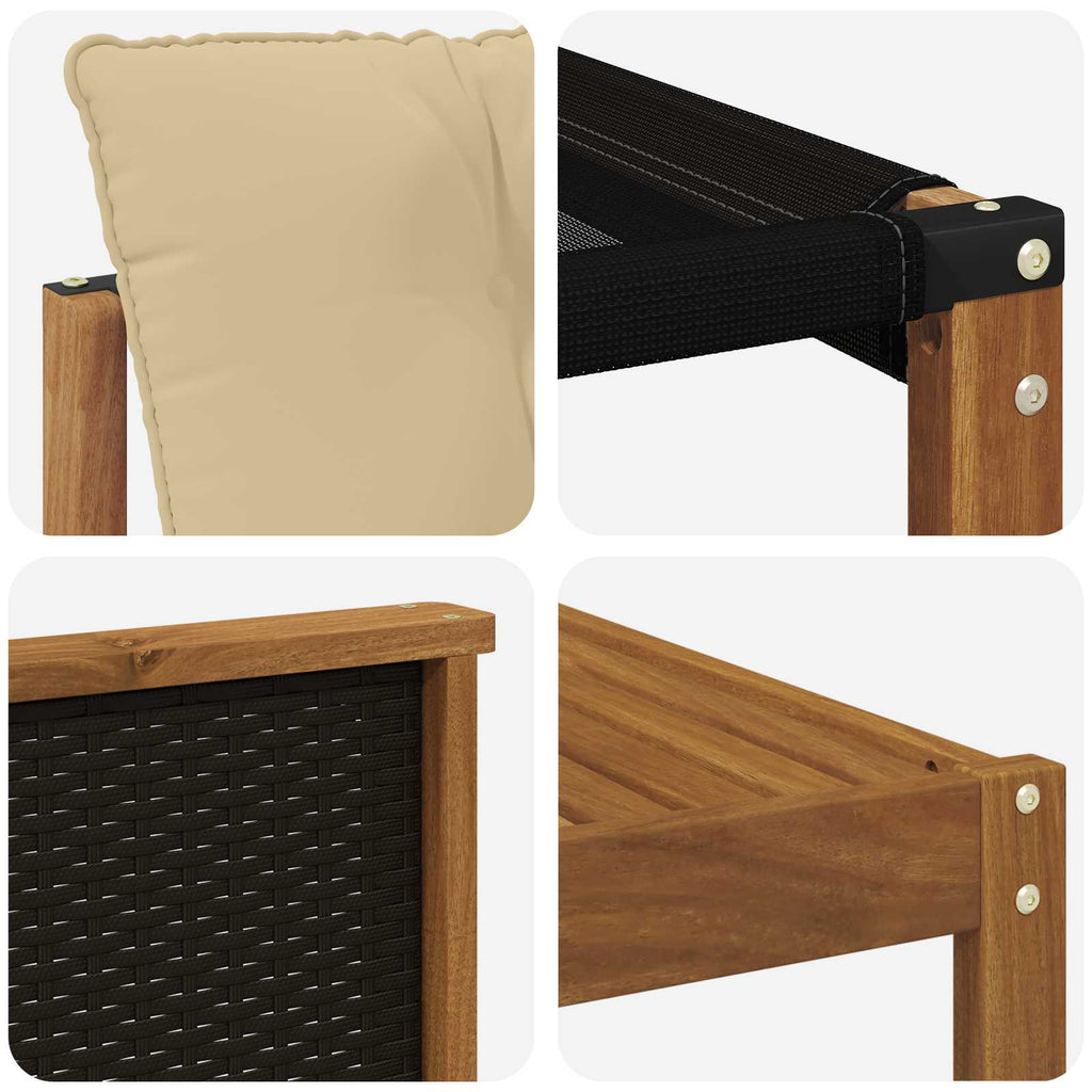 Conjunto de sofás de exterior con cojín 6 pcs Natural y Beige