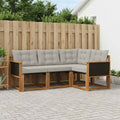 Conjunto de sofás de exterior 4 pcs Natural y Gris Claro