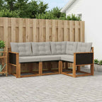 Conjunto de sofás de exterior 4 pcs Natural y Gris Claro