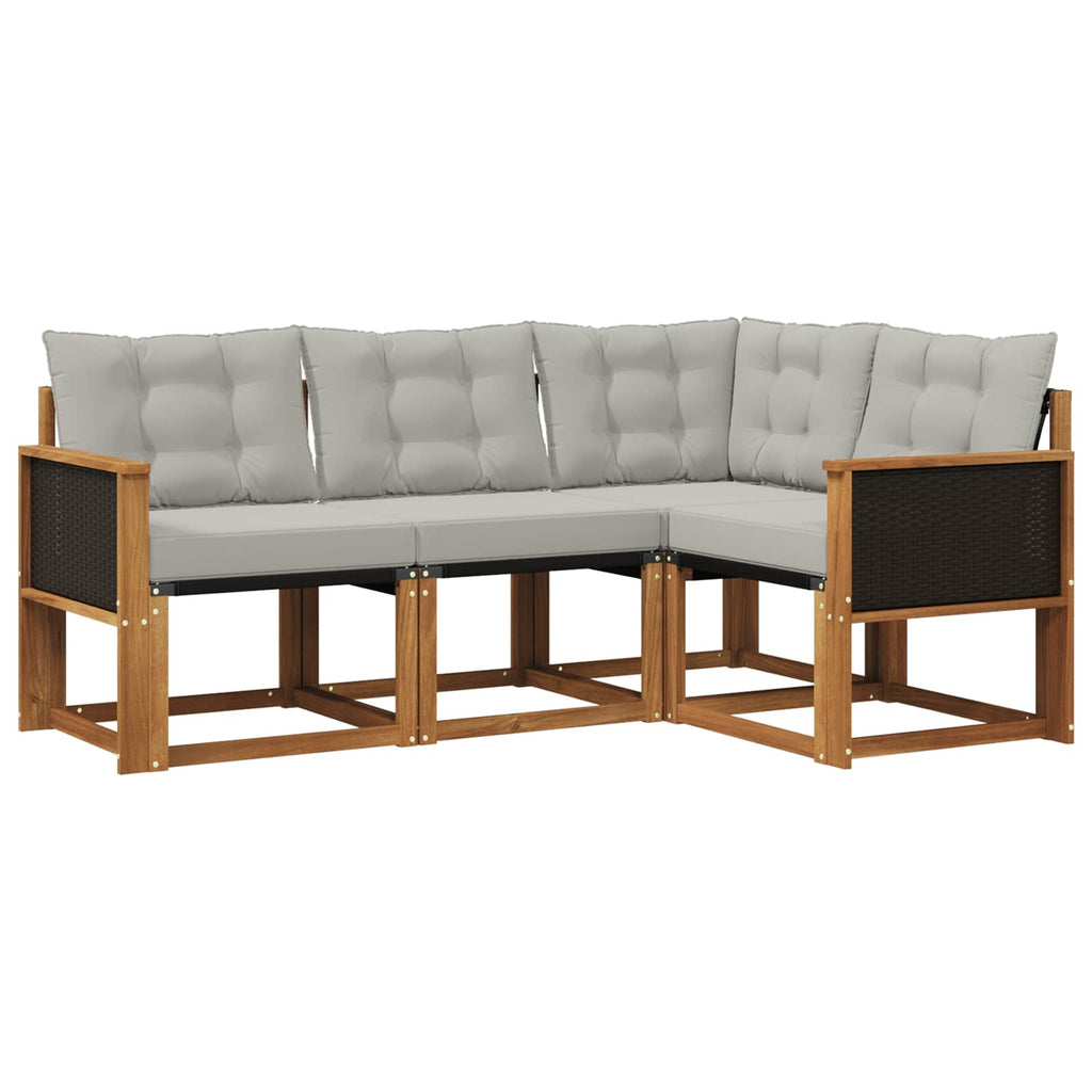 Conjunto de sofás de exterior 4 pcs Natural y Gris Claro