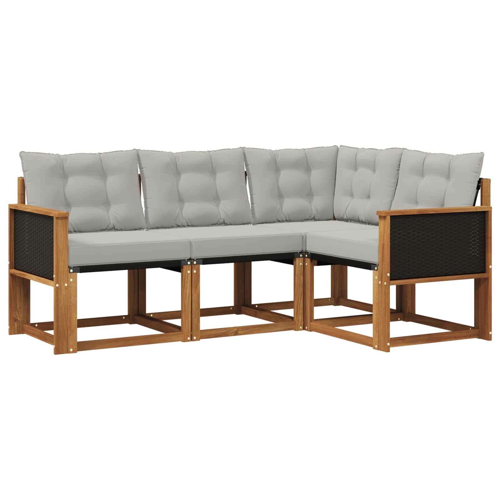 Conjunto de sofás de exterior 4 pcs Natural y Gris Claro