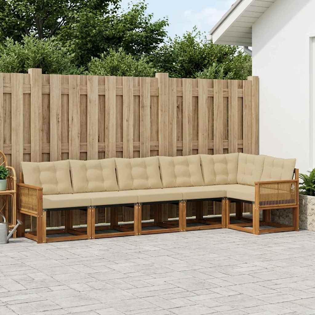 Conjunto de sofás de exterior 6 pcs Blanco y Gris Claro