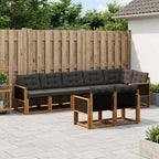 Conjunto de sofás de exterior con cojín 8 pcs Natural y negro