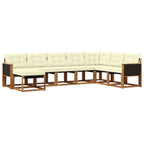 Conjunto de sofás de exterior con cojín 8 pcs Natural y Crema