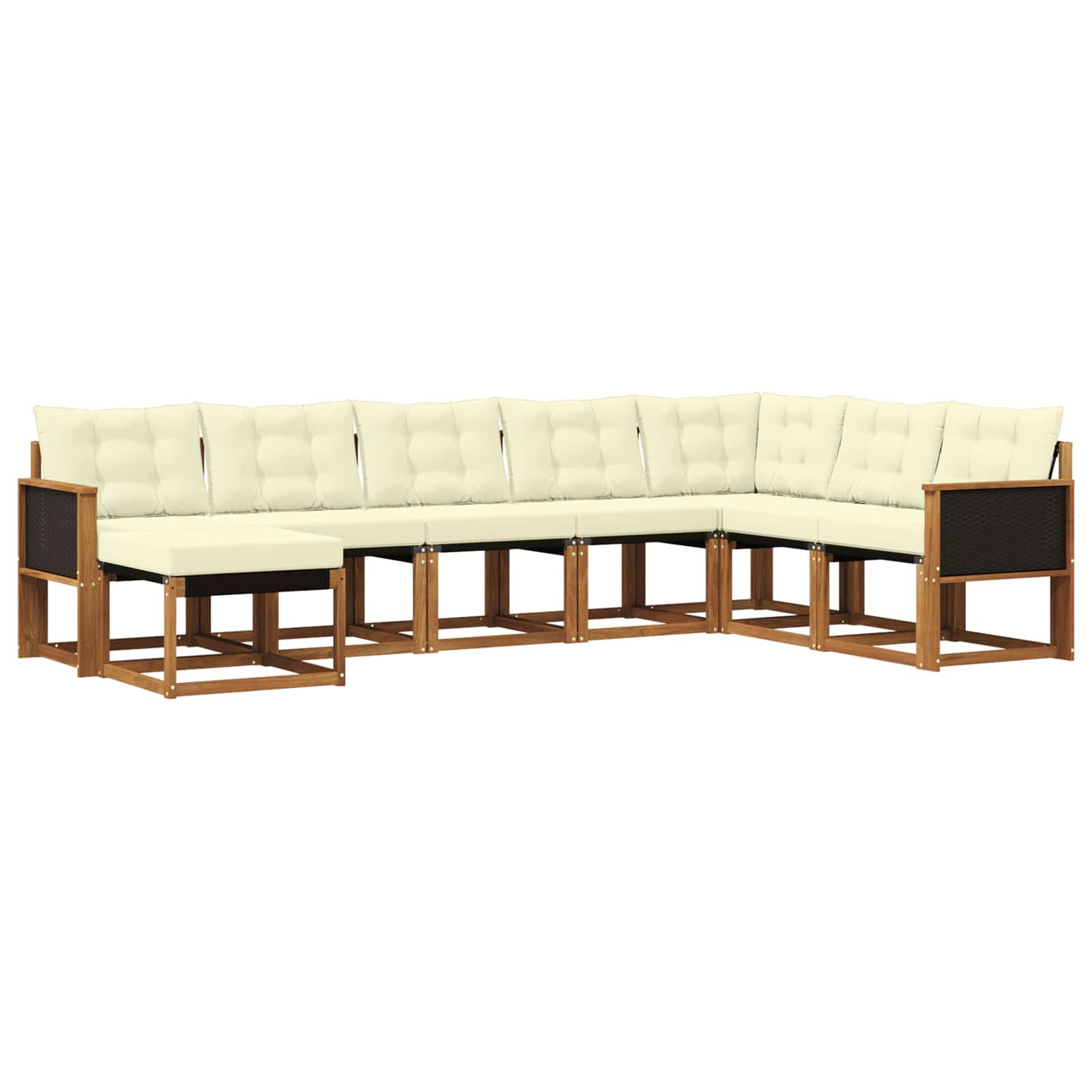 Conjunto de sofás de exterior con cojín 8 pcs Natural y Crema