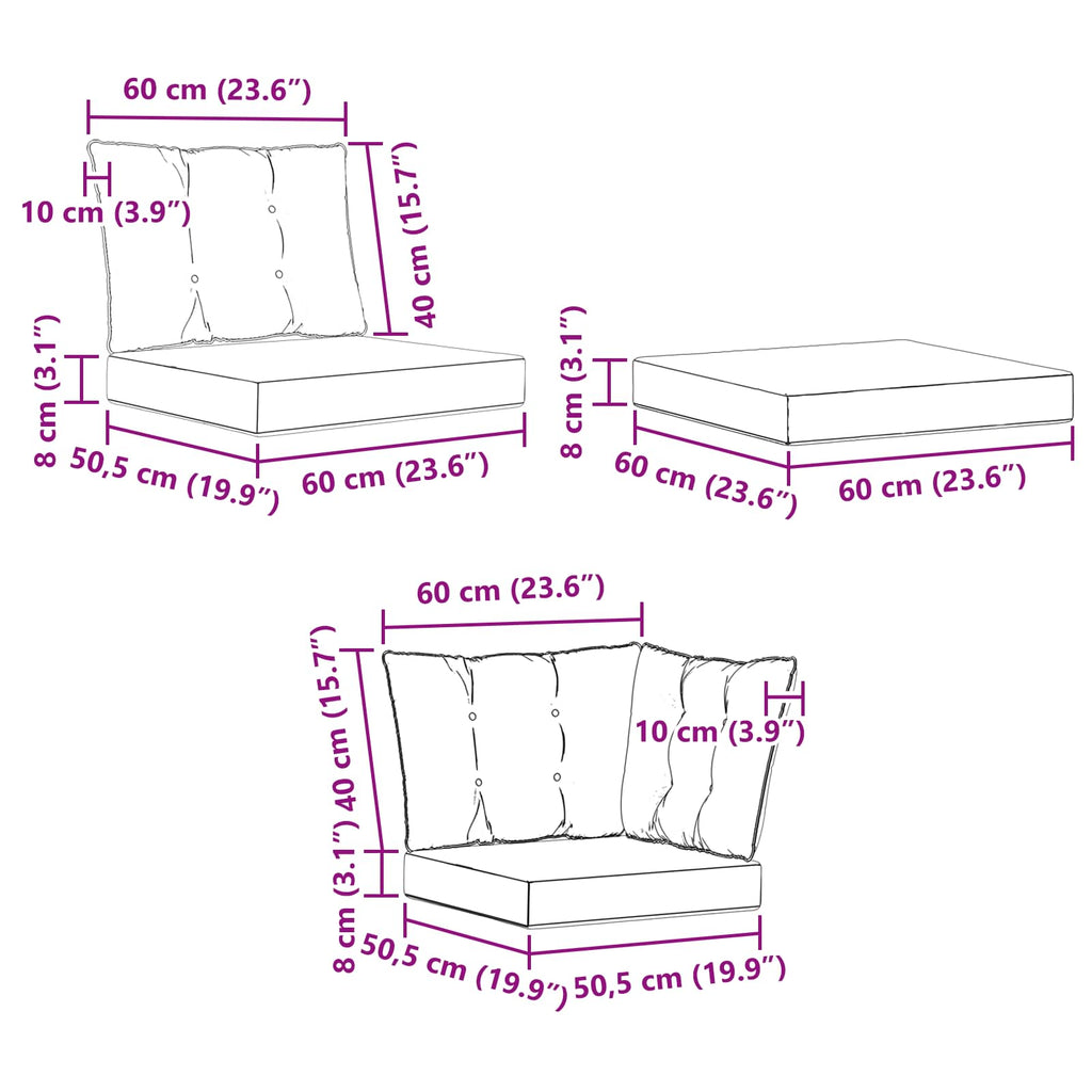 Conjunto de sofás de exterior con cojín 8 pcs Natural y Crema