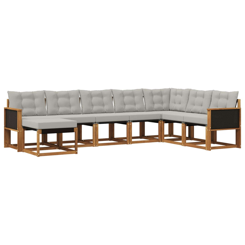 Conjunto de sofás de exterior 8 pcs Natural y Gris Claro